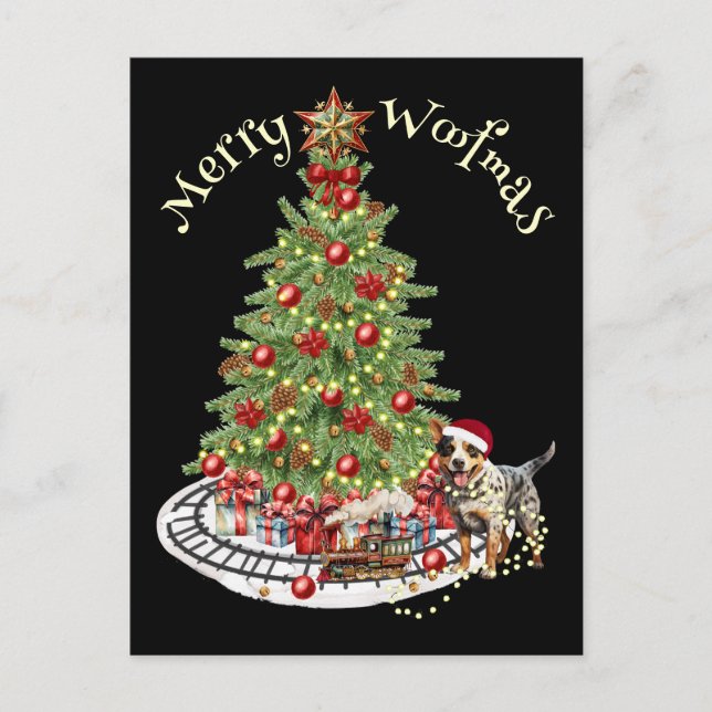 Merry Woofmas Dog Design- Australian Cattle Dog Postcard (Front)