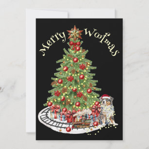 Merry Woofmas Dog Design- Australian Shepherd Holiday Card
