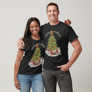 Merry Woofmas Dog Design- Australian Shepherd T-Shirt