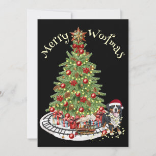 Merry Woofmas Dog Design- Bernese Mountain Dog Holiday Card