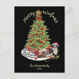 Merry Woofmas Dog Design- Bernese Mountain Dog Holiday Postcard