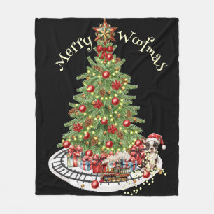 Merry Woofmas Dog Design- Boston Terrier Fleece Blanket