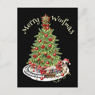 Merry Woofmas Dog Design- Boston Terrier Postcard