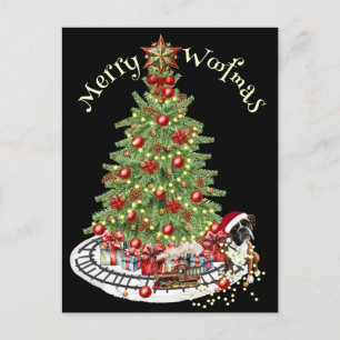 Merry Woofmas Dog Design- Boxer Postcard