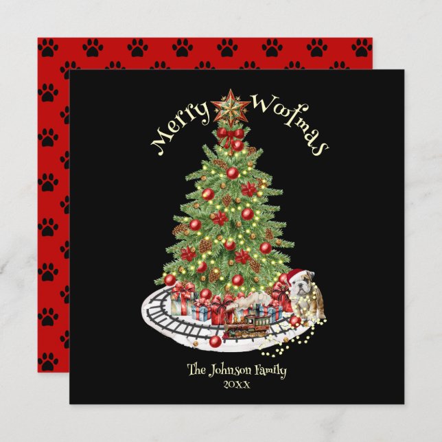 Merry Woofmas Dog Design- English Bulldog Holiday Card (Front/Back)