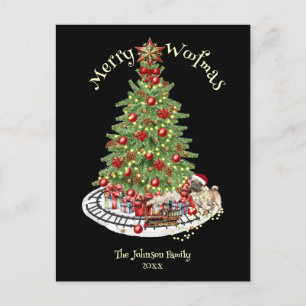 Merry Woofmas Dog Design- Pug Holiday Postcard