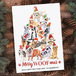 Merry Woofmas Dog Lover Christmas Tree Dogs Holiday Card<br><div class="desc">Send christmas greetings this holiday season with this cute Christmas tree dogs in a watercolor design. This dog lover holiday card features dogs of variety of breeds in santa hats. Personalise with family name. This dog christmas card is perfect for dog lovers, pet business, veterinarians, veterinary christmas cares, pet care,...</div>