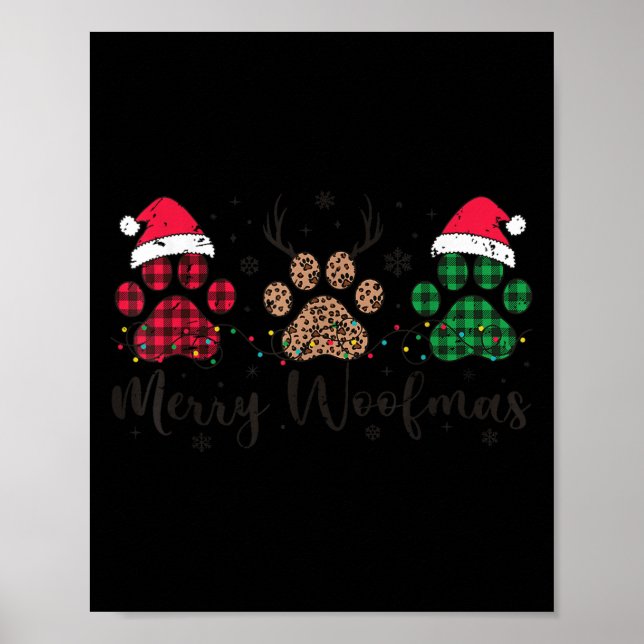 Merry Woofmas Dog Lover Retro Holiday Top Puppy Ch Poster (Front)