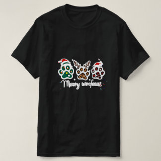 Merry Woofmas Dog Paw Christmas Design T-Shirt