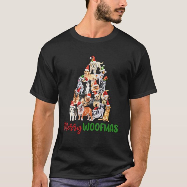 Merry Woofmas Dog Tree T-Shirt (Front)