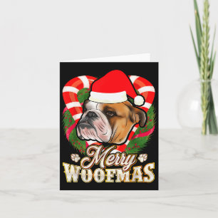 Merry Woofmas English Bulldog With Santa Claus Hat Card