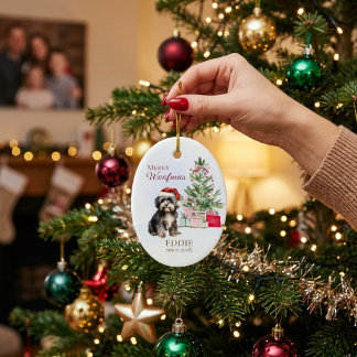 Merry Woofmas First Christmas Pet Puppy Dog Family Ceramic Tree Decoration