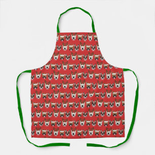 Merry Woofmas French Bulldogs Christmas Heads Apron