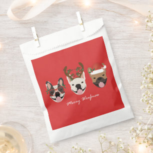 Merry Woofmas French Bulldogs Christmas Heads Favour Bags