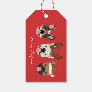 Merry Woofmas French Bulldogs Christmas Heads Gift Tags