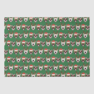 Merry Woofmas French Bulldogs Christmas Heads Tissue Paper