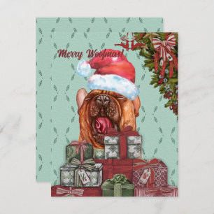 Merry Woofmas! Funny Bulldog Santa Hat Card