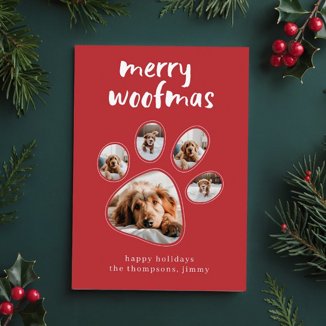 Merry Woofmas Funny Pet Dog Photo Christmas Holiday Card (Creator Uploaded)