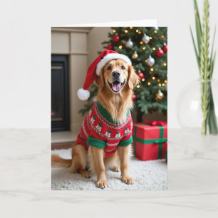 Merry Woofmas Golden Retriever Card