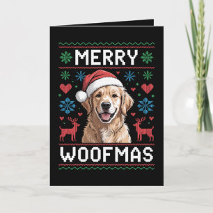 Merry Woofmas Golden Retriever Christmas Hat Dog Card
