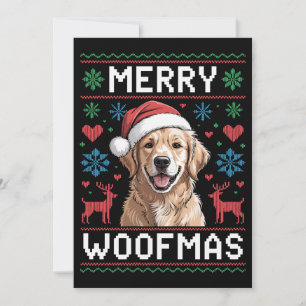 Merry Woofmas Golden Retriever Christmas Hat Dog Invitation