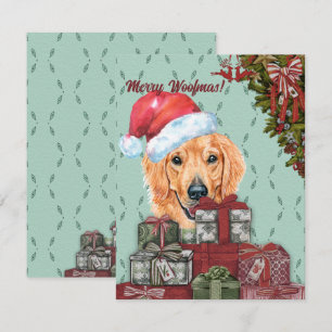 Merry Woofmas!Golden Retriever Santa Hat Christmas Card