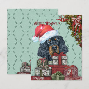 Merry Woofmas! Gordon Setter Santa Hat Christmas Card