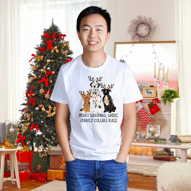 Merry Woofmas, Humour Christmas Dogs T-Shirt (Creator Uploaded)