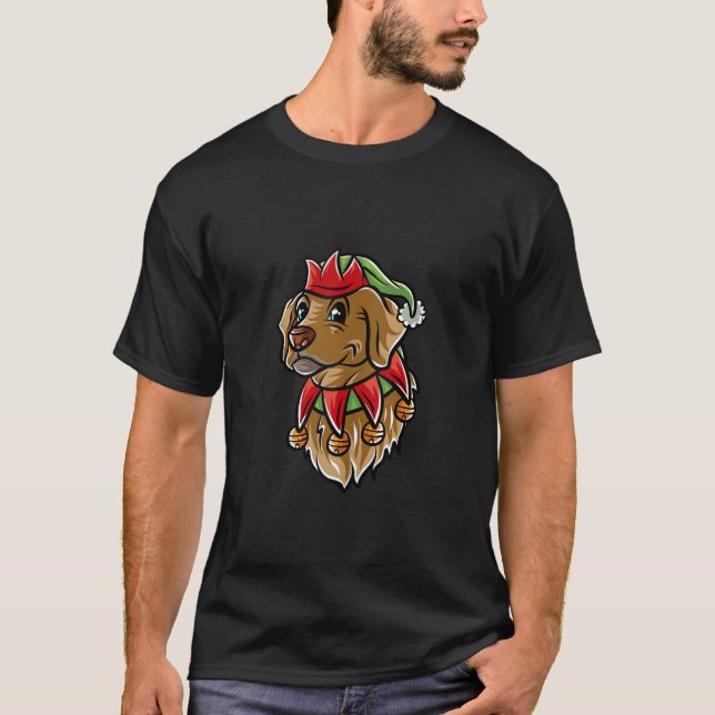 Merry Woofmas Labrador Retriever Elf Dog Christmas T-Shirt (Front)