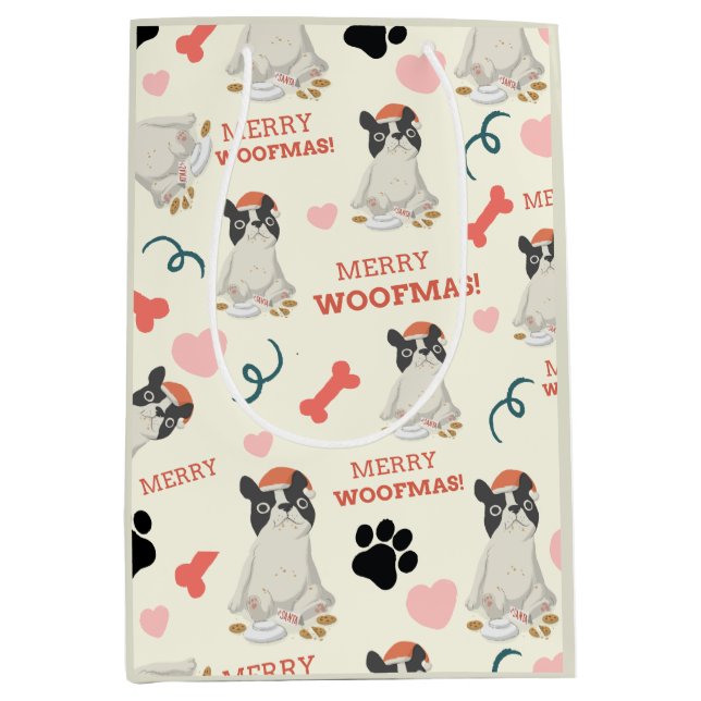 Merry WOOFMAS  Medium Gift Bag (Front)
