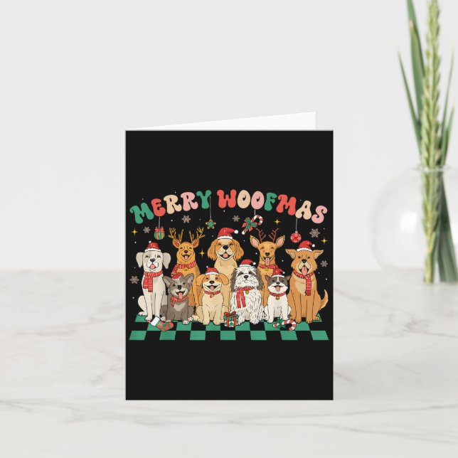 Merry Woofmas Merry Christmas Dog Lovers Men Women Card (Front)