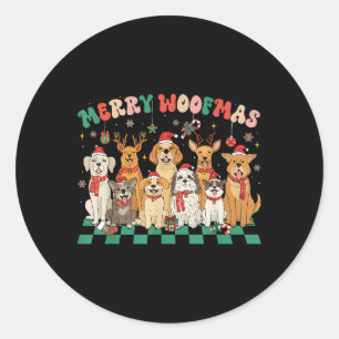 Merry Woofmas Merry Christmas Dog Lovers Men Women Classic Round Sticker