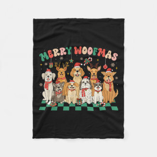 Merry Woofmas Merry Christmas Dog Lovers Men Women Fleece Blanket