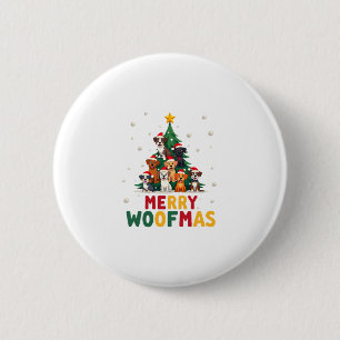 Merry Woofmas - Merry Christmas For Dog Lovers (1) 6 Cm Round Badge