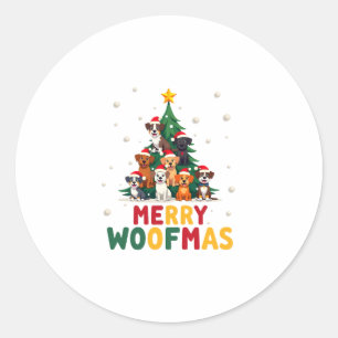 Merry Woofmas - Merry Christmas For Dog Lovers (1) Classic Round Sticker