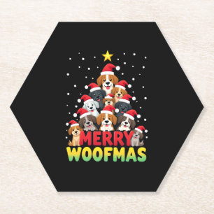 Merry Woofmas - Merry Christmas For Dog Lovers (1) Paper Coaster