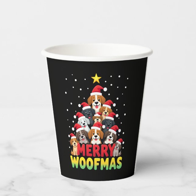 Merry Woofmas - Merry Christmas For Dog Lovers (1) Paper Cups (Front)
