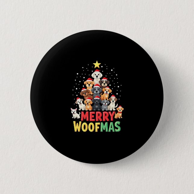 Merry Woofmas - Merry Christmas For Dog Lovers (2) 6 Cm Round Badge (Front)
