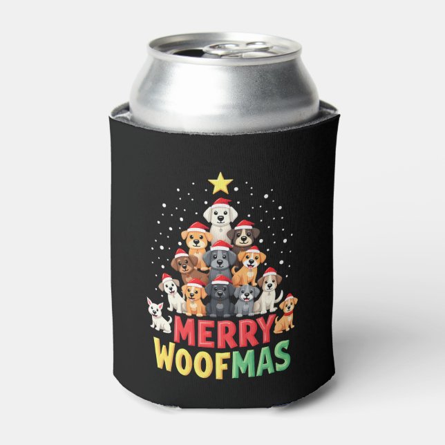 Merry Woofmas - Merry Christmas For Dog Lovers (2) Can Cooler (Can Front)