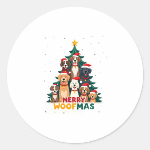 Merry Woofmas - Merry Christmas For Dog Lovers (2) Classic Round Sticker