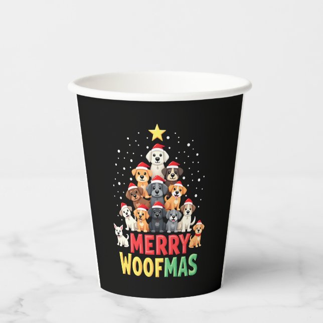 Merry Woofmas - Merry Christmas For Dog Lovers (2) Paper Cups (Front)