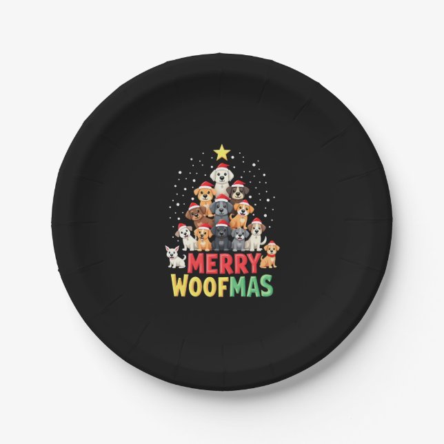 Merry Woofmas - Merry Christmas For Dog Lovers (2) Paper Plate (Front)