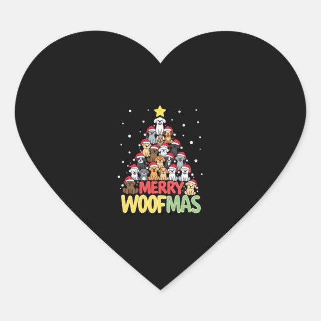 Merry Woofmas - Merry Christmas For Dog Lovers (3) Heart Sticker (Front)