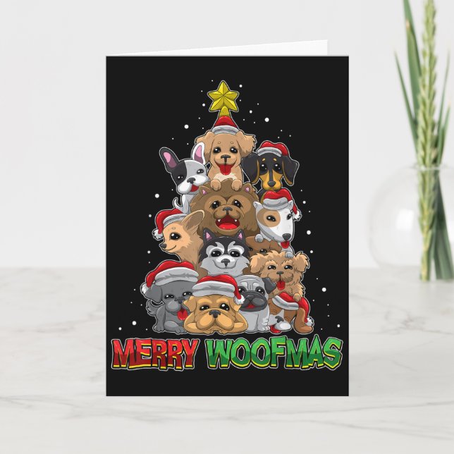 Merry Woofmas - Merry Christmas For Dog Lovers  Card (Front)