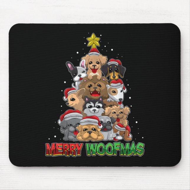 Merry Woofmas - Merry Christmas For Dog Lovers  Mouse Mat (Front)