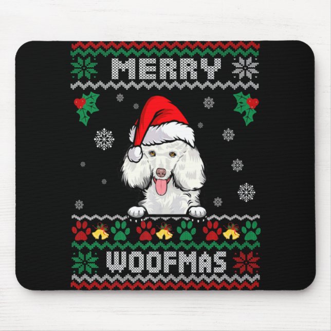 Merry Woofmas Odle Dog Christmas Ugly Xmas T Shirt Mouse Mat (Front)