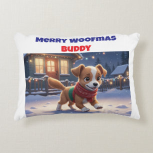 Merry Woofmas Personalised Dog Accent Pillow