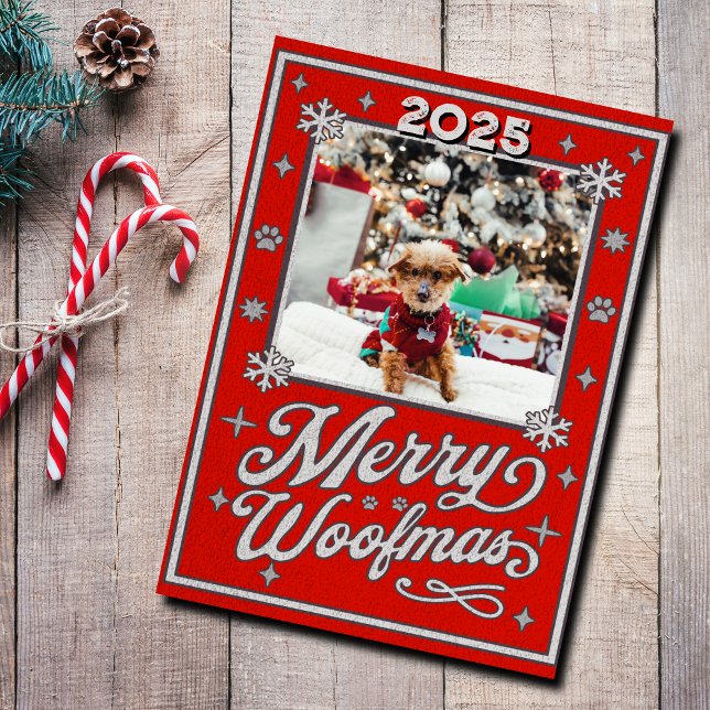 Merry Woofmas Pet Photo Christmas Holiday Card (Creator Uploaded)
