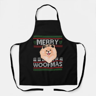 Merry Woofmas Pomeranian Christmas Dog Lover Gift Apron