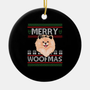 Merry Woofmas Pomeranian Christmas Dog Lover Gift Ceramic Tree Decoration